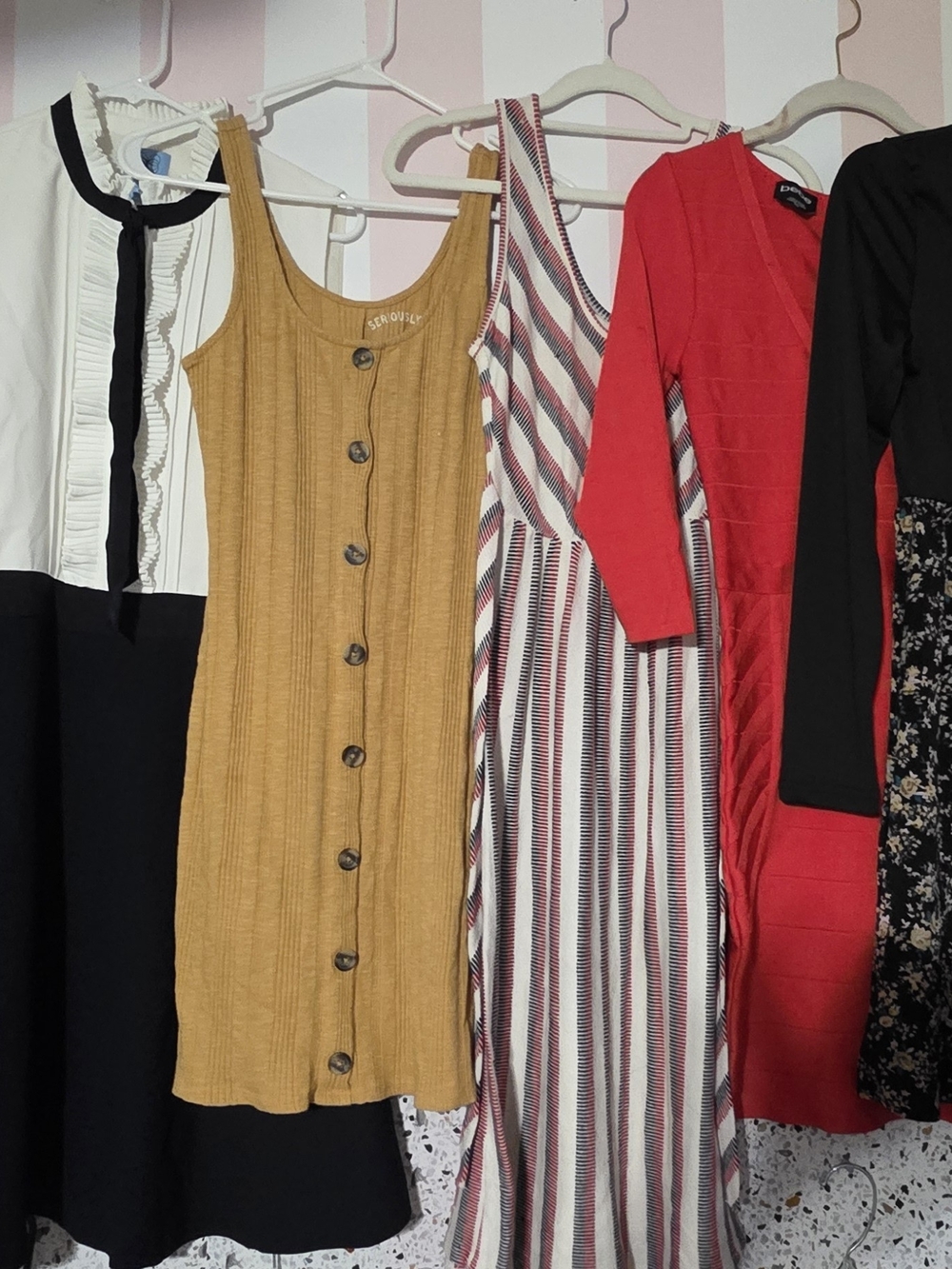 bebe Mustard Ribbed Button-Front Mini Dress - Picture 3 of 12